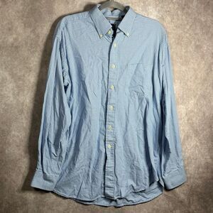 F.A. MacCluer Shirt Mens Large Blue Houndstooth Button Down Long Sleeves Casual‎